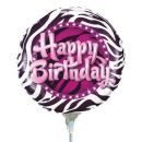 Folienballon luftgefüllt Happy Birthday Zebra Print